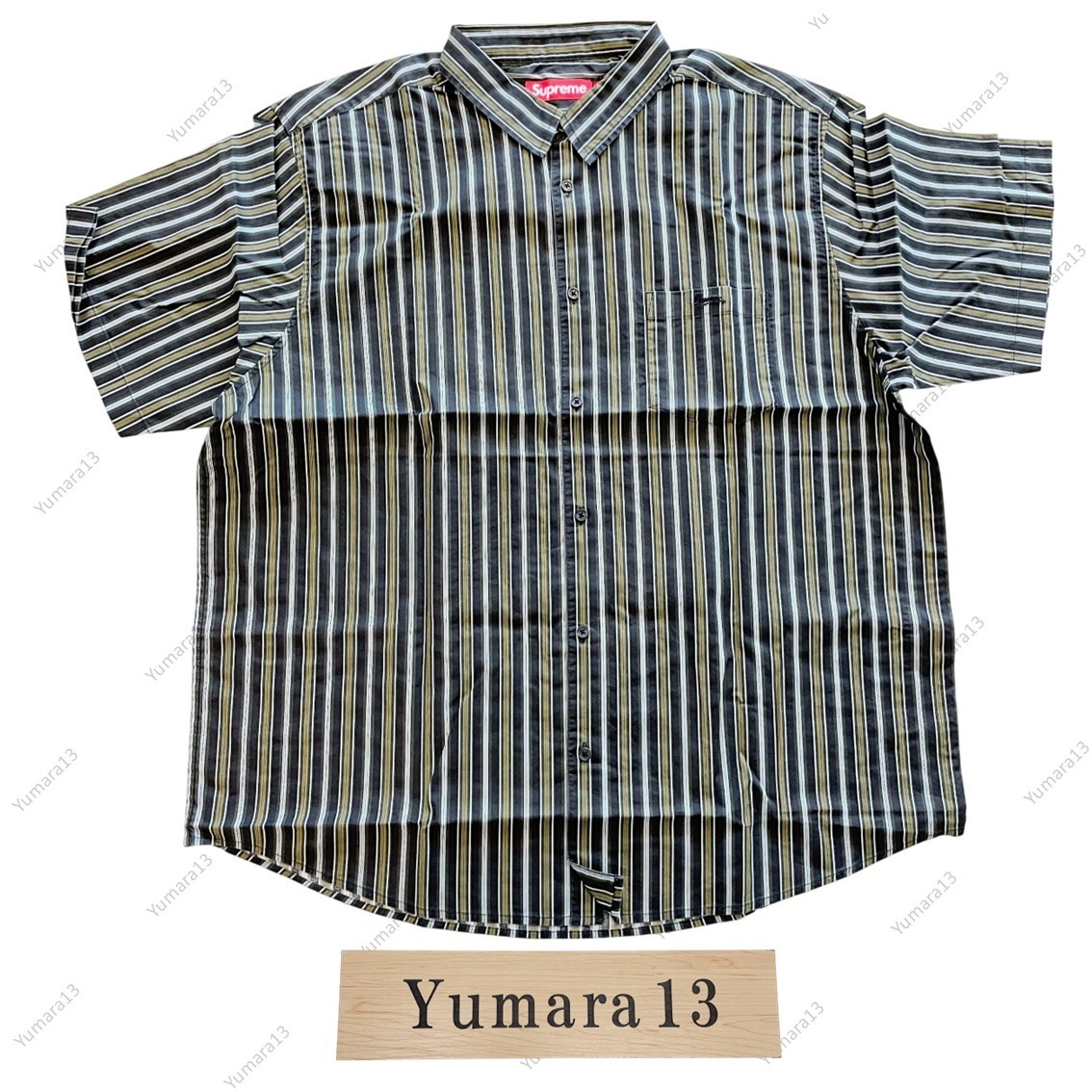 Supreme Loose Fit Multi Stripe S/S Shirt 3colors Black Blue Pink