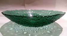 Vintage 1960's Sklo Union Pavel Panek Green Bubble Glass Bowl 7.5" Diameter 