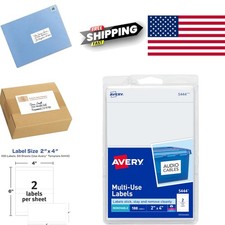 Self Adhesive Removable Labels 2 Inch x 4 Inch White Paper for Easy Organization