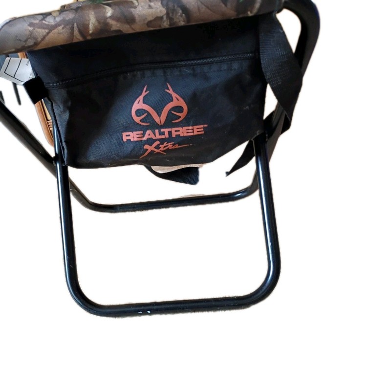 Hunting Stool Real tree Under seat Storage Carry Strap Polyester Camouflage 
