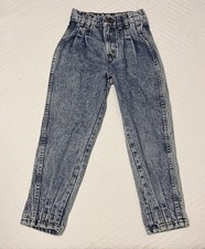 Vintage 80's Chic Kids Denim High Waisted Acid Wash Jeans Pleated Size 8