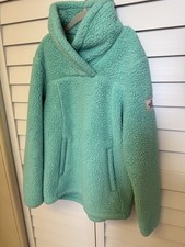 NORTH FACE GIRL SZ 7/8 TEDDY BEAR SHERPA HIGH NECK PULLOVER SWEATER POCKETS