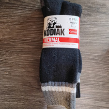 KODIAK Men's 2-Pack Heavy-Weight Cotton Blend Thermal Crew Socks Fits Size 7-12