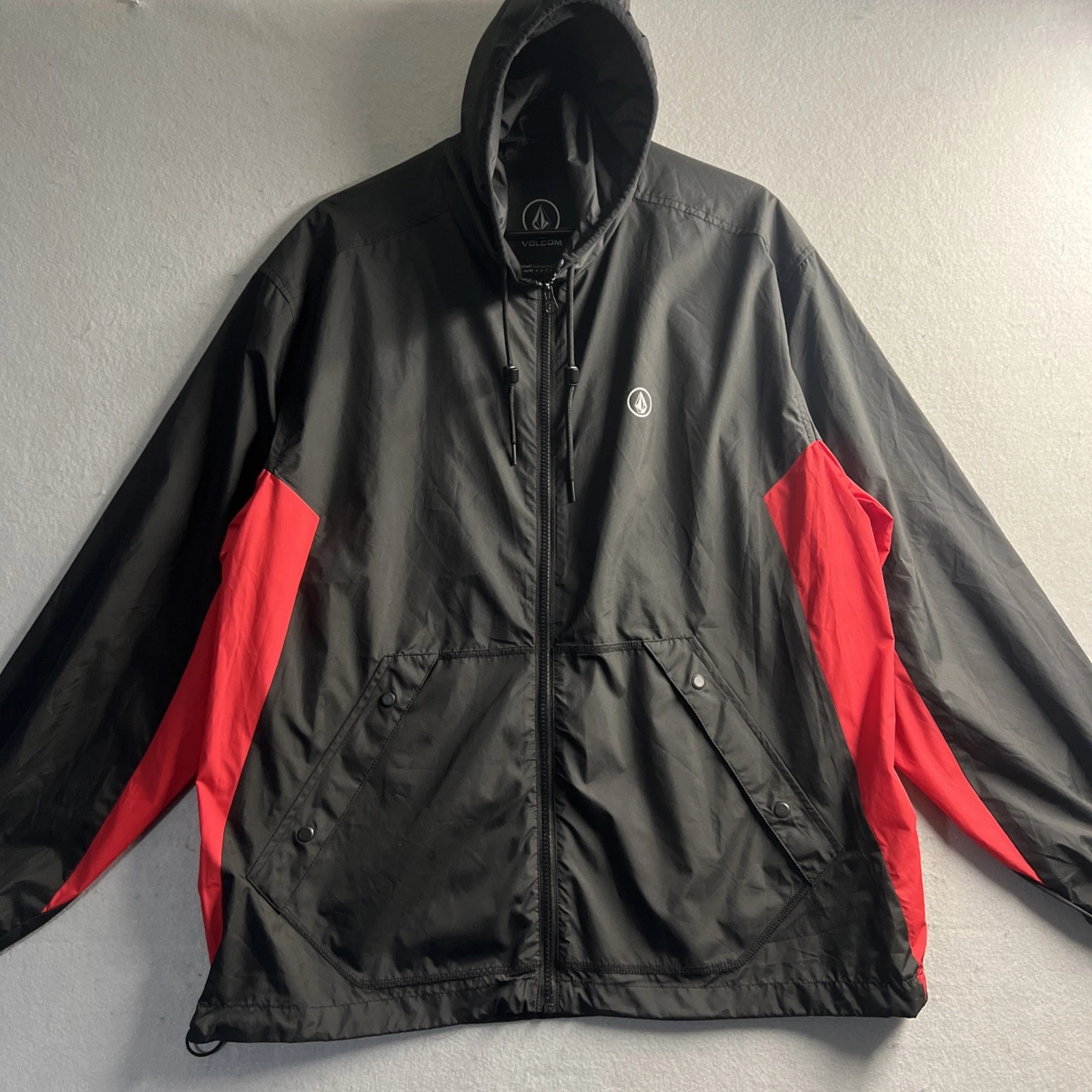 Volcom Windbreaker Men's Jacket Black/Red Water Resistant