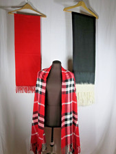 Red Black White Cashmere Pashmina Wool Scarves Banana Blue Royal Rossi Lot of 3
