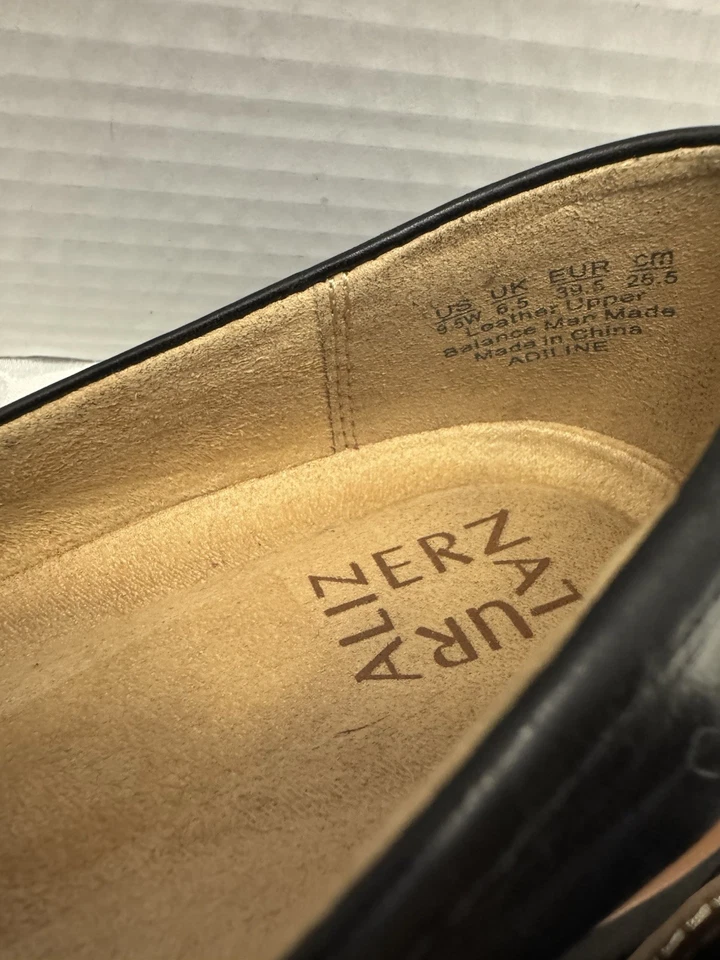 Mocasín Naturalizer Adeline Ancho Ancho 9.5W Cómodo Cuero Mocasín Zapato Negro Foto 4 de 4