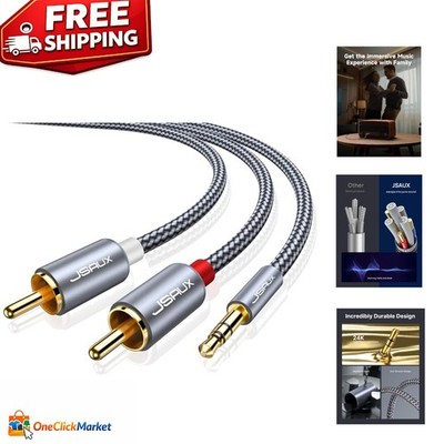 Versatile 6.6ft RCA to 3.5mm Adapter - Tangle-Free for Home and On-the-Go