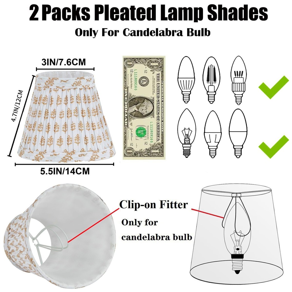 Chandelier Shades Set Of 2 – Mini Clip-On Lamp Shades, 3