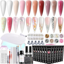 Poly Gel Nail Kit with UV Light, 12 Colors Builder Gel Nail Extension Kits for B