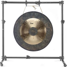 Adjustable stand for 51"-diameter gong or smaller, on wheels