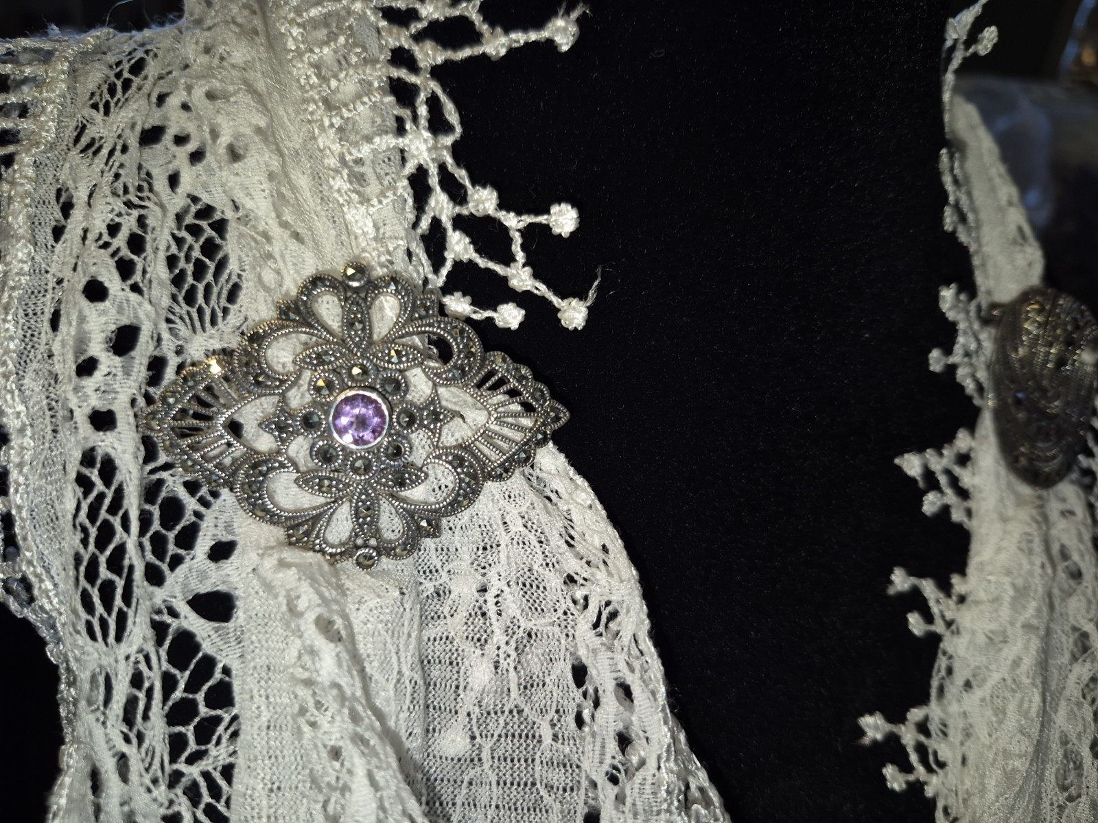 2 Antique Signed A925 Solid Sterling Silver & Gem… - image 14