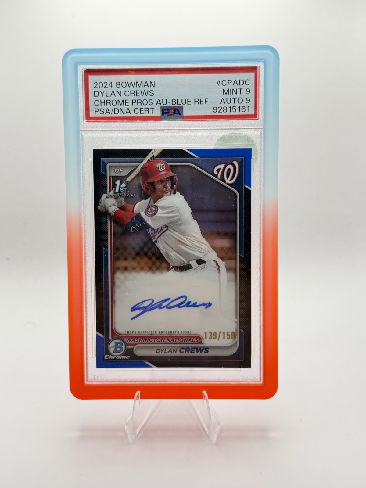 2024 Bowman Dylan Crews #CPA-DC Chrome Prospect Auto BLUE Refractor /150 PSA 9
