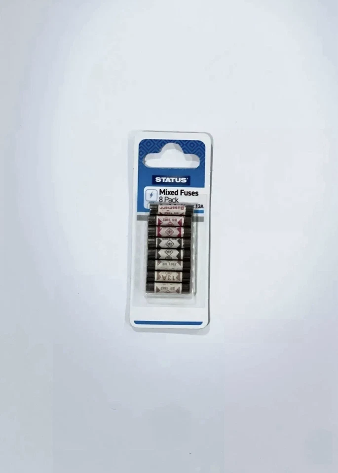 EXCELLTEC Status Mixed Fuses 8 Pack – 3A, 5A, 13A Plug Top Fuses for UK Electrical Devices