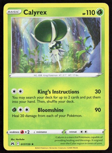 Pokemon Calyrex Holo Rare 017/159 SWSH: Crown Zenith Holofoil NM