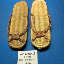 Vintage 1890 Hand Made Sandals from Philippines Flip Flops Shoes Museum Quality