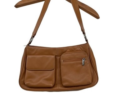 Biacci Genuine Leather Purse Butterscotch Tan Zipper Pockets Classic Modest Bag