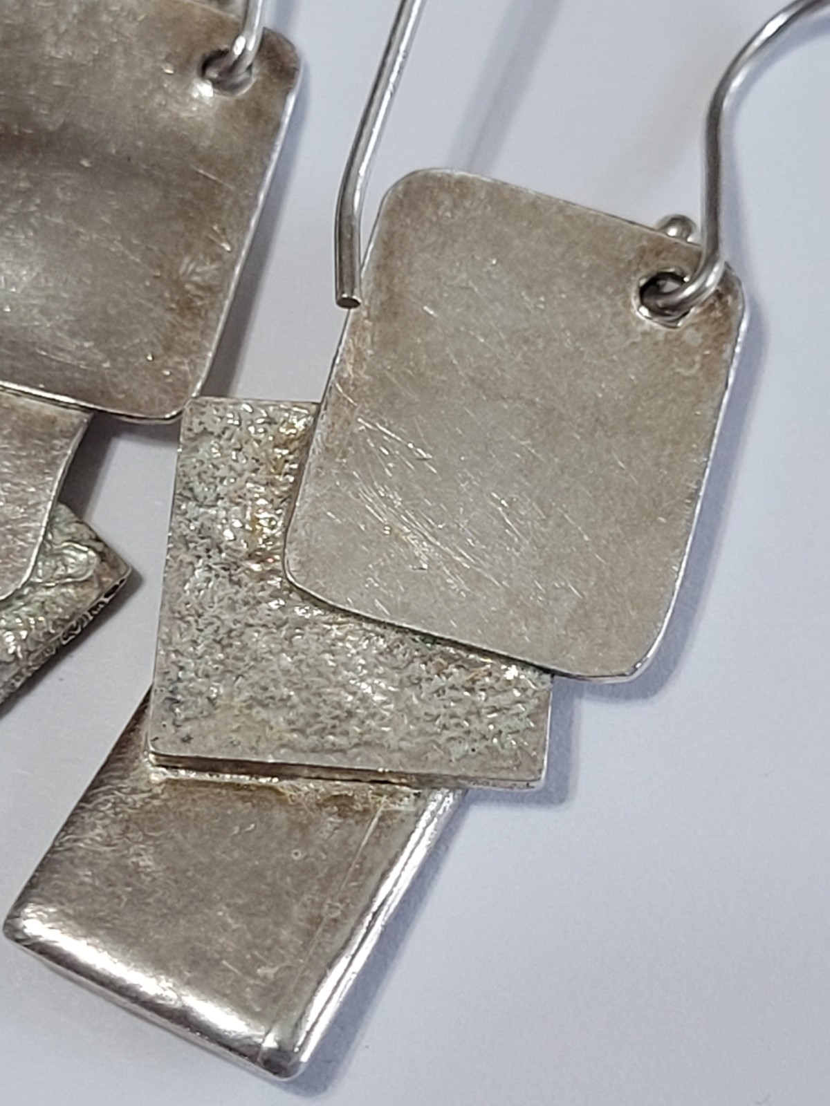 925 Sterling Silver Square Ingots Dangle Earrings… - image 20