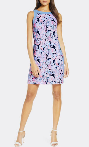 New! LILLY PULITZER Angie Stretch Shift Dress Sz 4 High Tide It’s For Shore $178