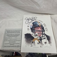 Jack Lambert Signed Pittsburgh Steelers Super Bowl Wins Original Massing Artwork