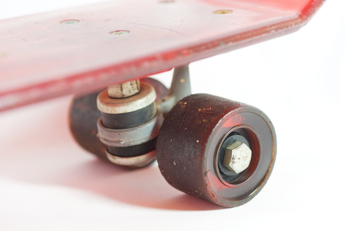 1970s NASH Kick Tail Skateboard Red Transparent Acrylic Sidewalk