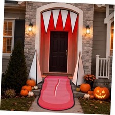7 Pcs Halloween Monster Teeth Decor Vampire Teeth Decor with Red Tongue Mat