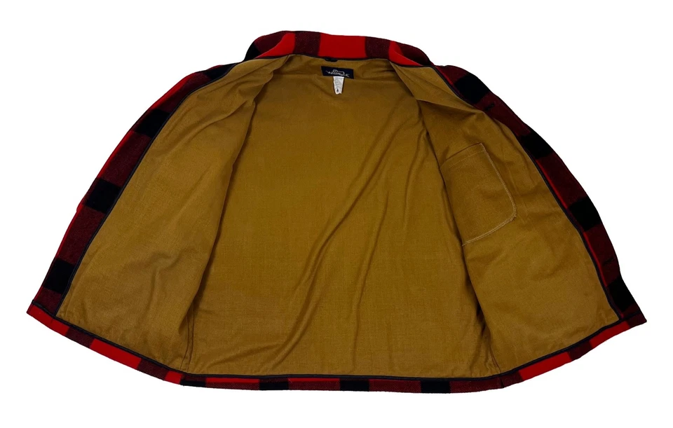 Vintage Woolrich Buffalo Mackinaw 505 Men’s 42 Wool Red Black Hunting Jacket USA - Image 3 of 4