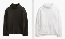 NWT J.Crew Crewcut Girls' long-sleeve turtleneck, Black/White, Sz XL 12-13 