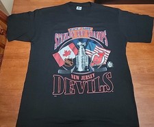 VTG Starter 1995 NHL Stanley Cup Champs NJ Devils Size Large Black Tshirt USA
