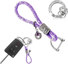 Bling Crystal Car Keychains for Women Girls, Car Key Chain Glitter Key Ring, U