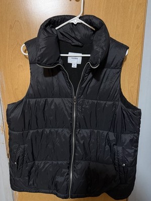 Old Navy Women s Black Puffer Vest Full Zip Stand-Up Collar Regular Fit XL