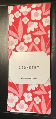 Geometry Kitchen Tea Towel  pink blossoms  Eco-Friendly 18 x30  NWT