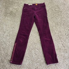 Pilcro and the Letterpress Stet Corduroy Pants Womens 25 Purple Ankle Zip Slim