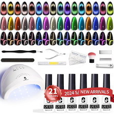 Gel Nail Polish Kit with UV Light, 21 Colors Holographic Chameleon 9D Cat Eye Ge