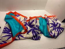 Vintage Silk Wrap Scarf Anne Klein Vera Purple Bamboo Leaves Japan 15" x 56"