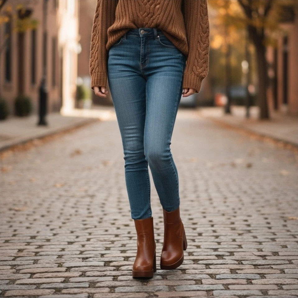 Wild Pair Classic Retro Women Platform Boots Booties SZ 9 M Cognac Brown - Image 2 of 4