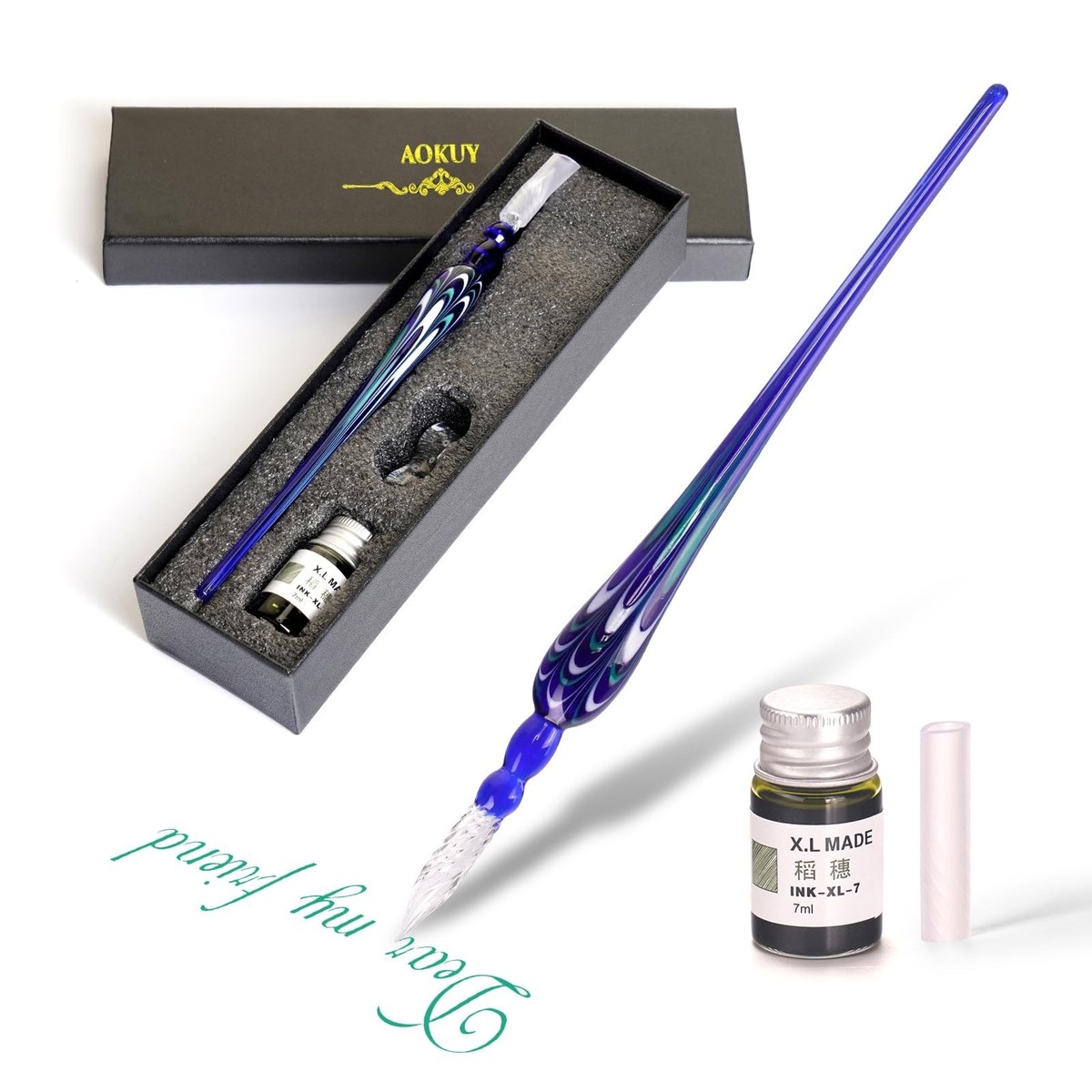 Glass Dip Pen Set,Calligraphy Pen,Crystal Signature Pen for Art