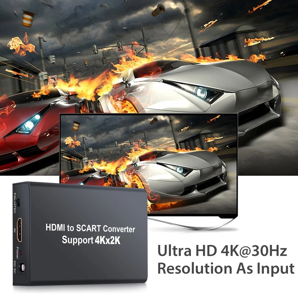 HDMI zu SCART Konverter Converter mit NTSC/PAL HDMI Eingang SCART Ausgang 4Kx 2K - Bild 2 von 4