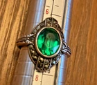 Vtg  Sterling Silver Green Stone Ring Size 7