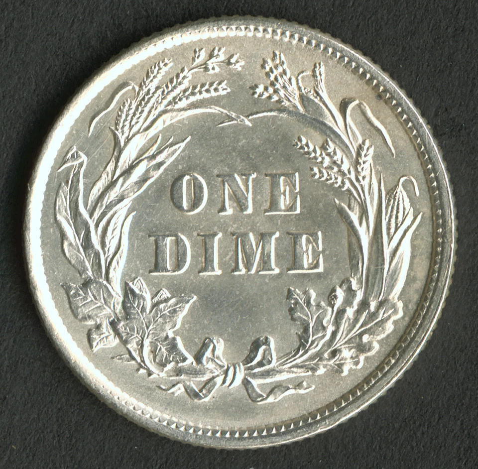1897 10c Barber Silver Dime, Choice BU, Great Details - Image 2 of 2