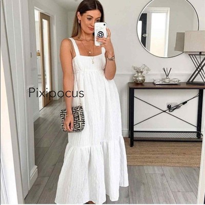 ZARA NEW VOLUMINOUS TEXTURED MIDI DRESS 