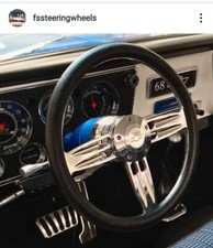 14 Billet Double Barrel Black Vinyl Steering Wheel Chevy Bowtie Licensed Horn 14 Billet Double Barrel Black Vinyl Steering Wheel Chevy Bowtie Licensed Horn