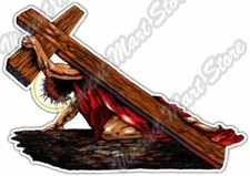 Jesus Christ Religion Cross Christianity Car Bumper Vinyl Sticker Decal 5"X4".