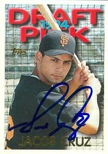 Jacob Cruz autographed baseball card (Giants) 1994 Topps Draft Pick #521