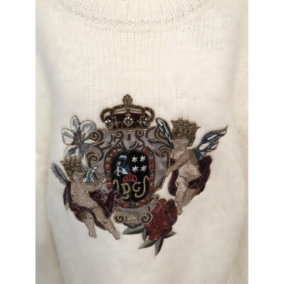 Dolce Gabbana cashmere Embellished Royal crest Turtleneck IT 50