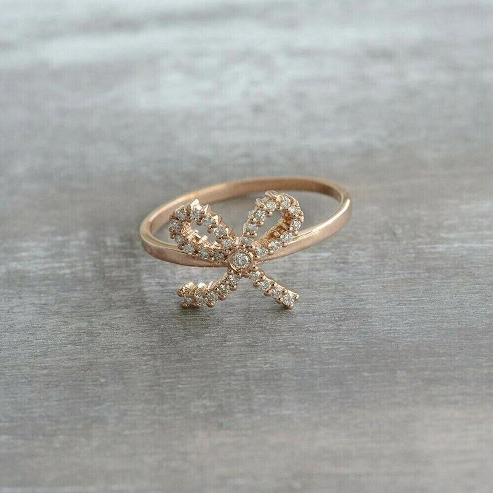 Women 1.00 Ct Round Cut Simulated Diamond Engagement Ring Band Rose Gold Plated