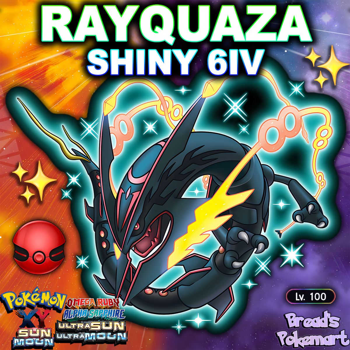 Shiny ZEKROM 6IV Pokemon XY ORAS Ultra Sun and Moon 3DS