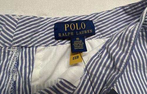 Neu mit Etikett Polo Ralph Lauren Jungen 16 gestreifte Seersucker Shorts blau weiß maritim - Bild 3 von 12