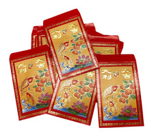 Chinese Hongbao Red Envelopes with Fish & Pea...