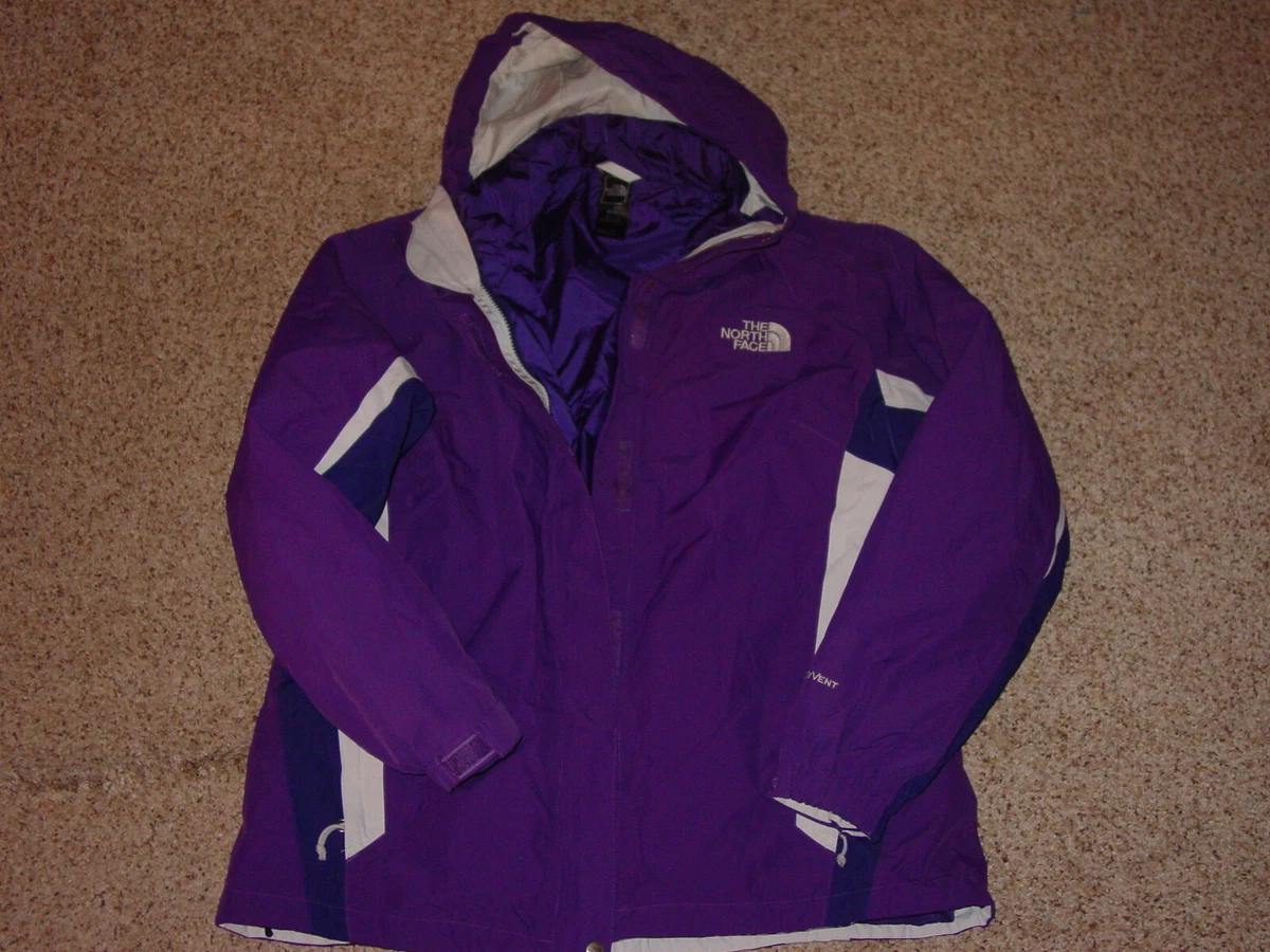 Womens North Face AUKN Purple White Full Zip Jacket with Liner Hood Size XL