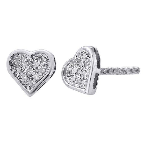 925 Sterlingsilber Rund Pflastern Diamant Damen Mini Herz Ohrstecker 0.05 Karat-image